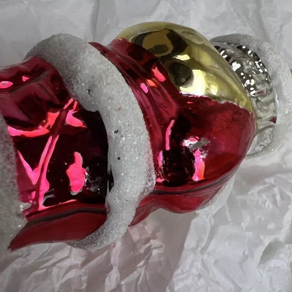 VTG Western Germany Mercury Glass Blown Ornament Santa Claus Lot of‎ 4 Classic